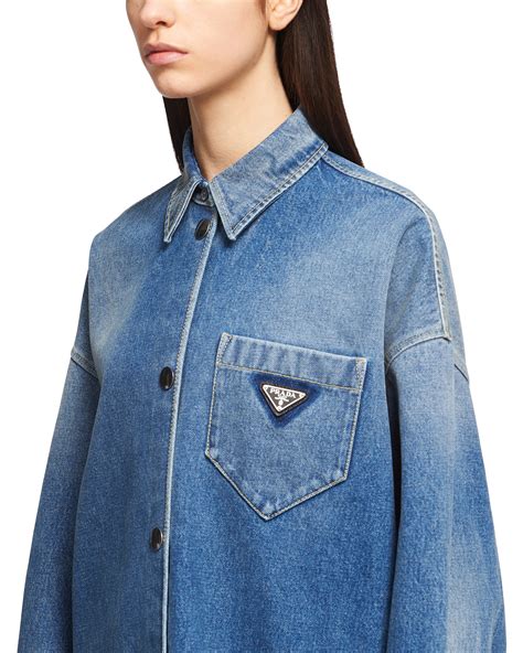 prada organic denim shirt|prada men's shirts.